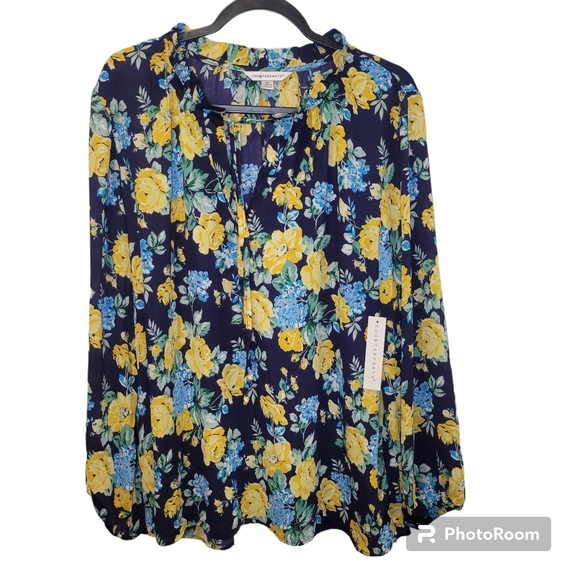 Counterparts Tops - NWT Counterparts Floral Print Flowy Plus Size Blouse Top Shirt w/ Front Ties 2X